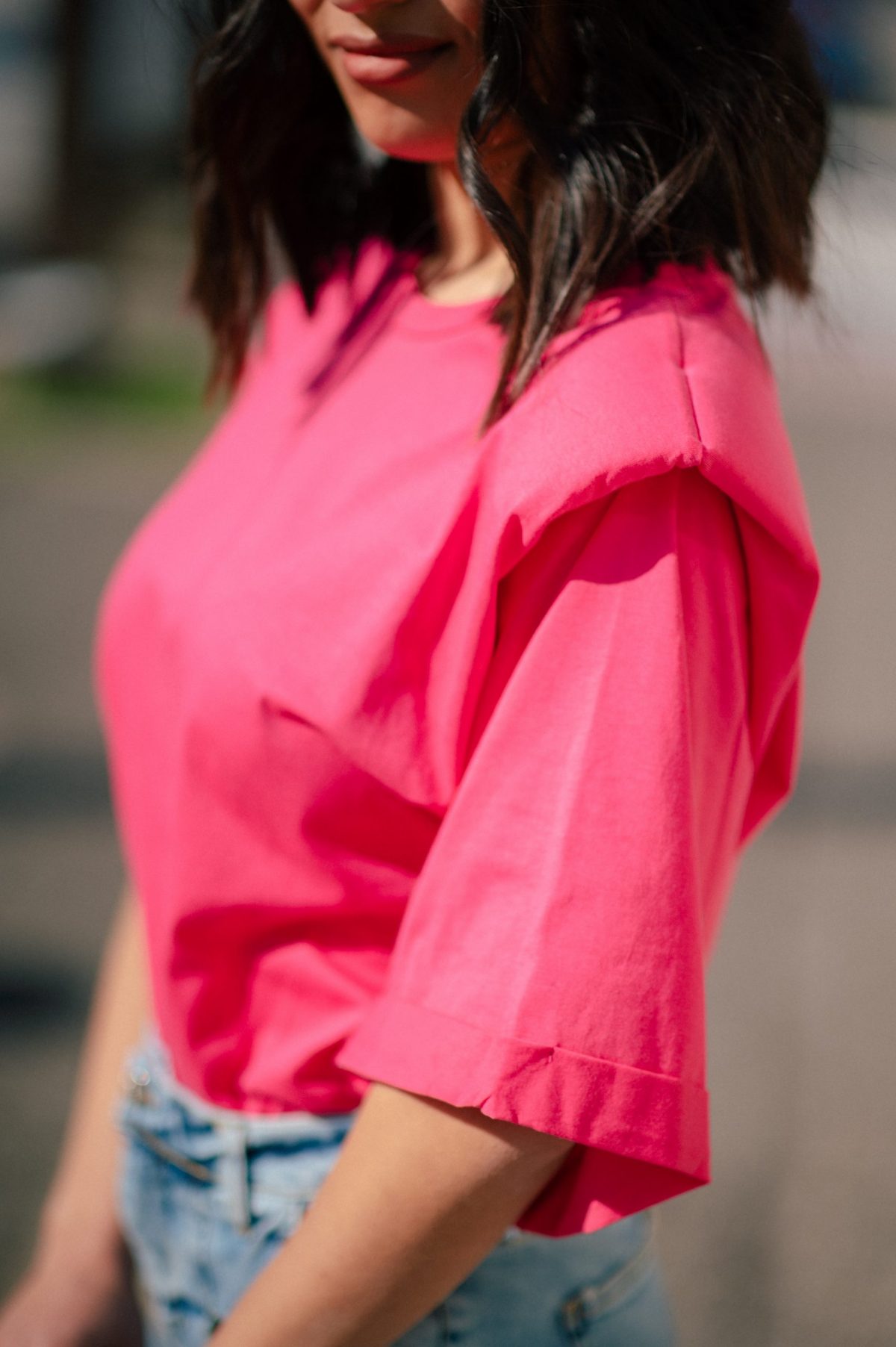 Μπλούζα T-Shirt με Βάτες Ροζ