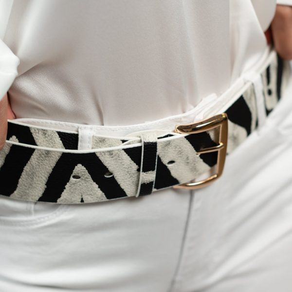 Zebra belt with gold clasp
