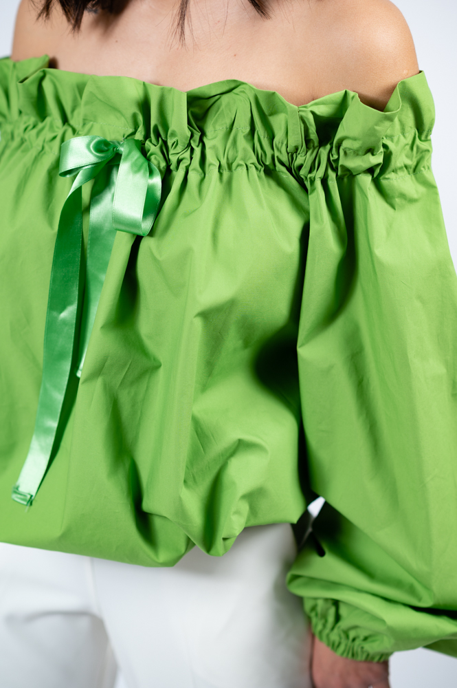 Over Size Inflatable Blouse in green