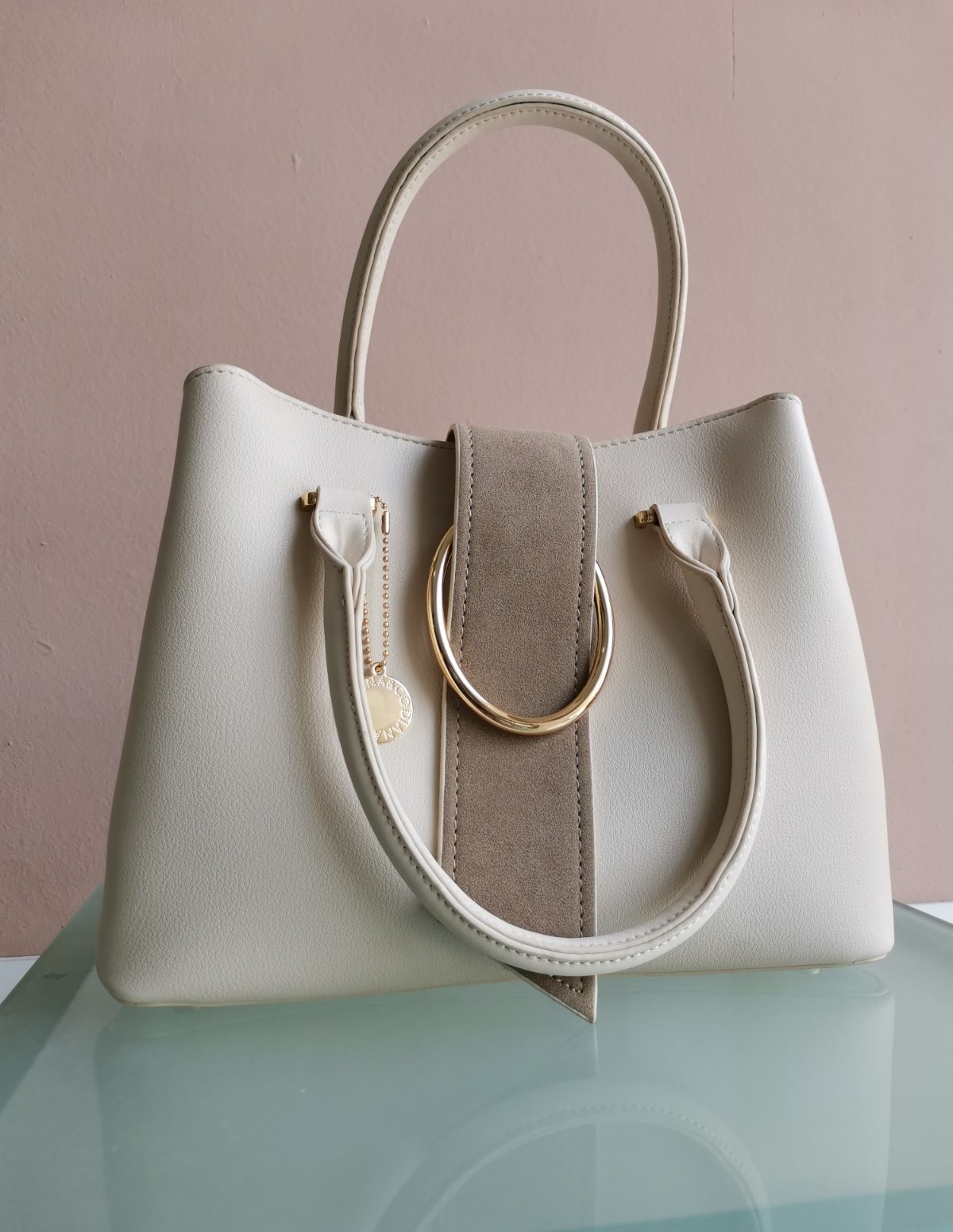 Handbag with Strap in beige