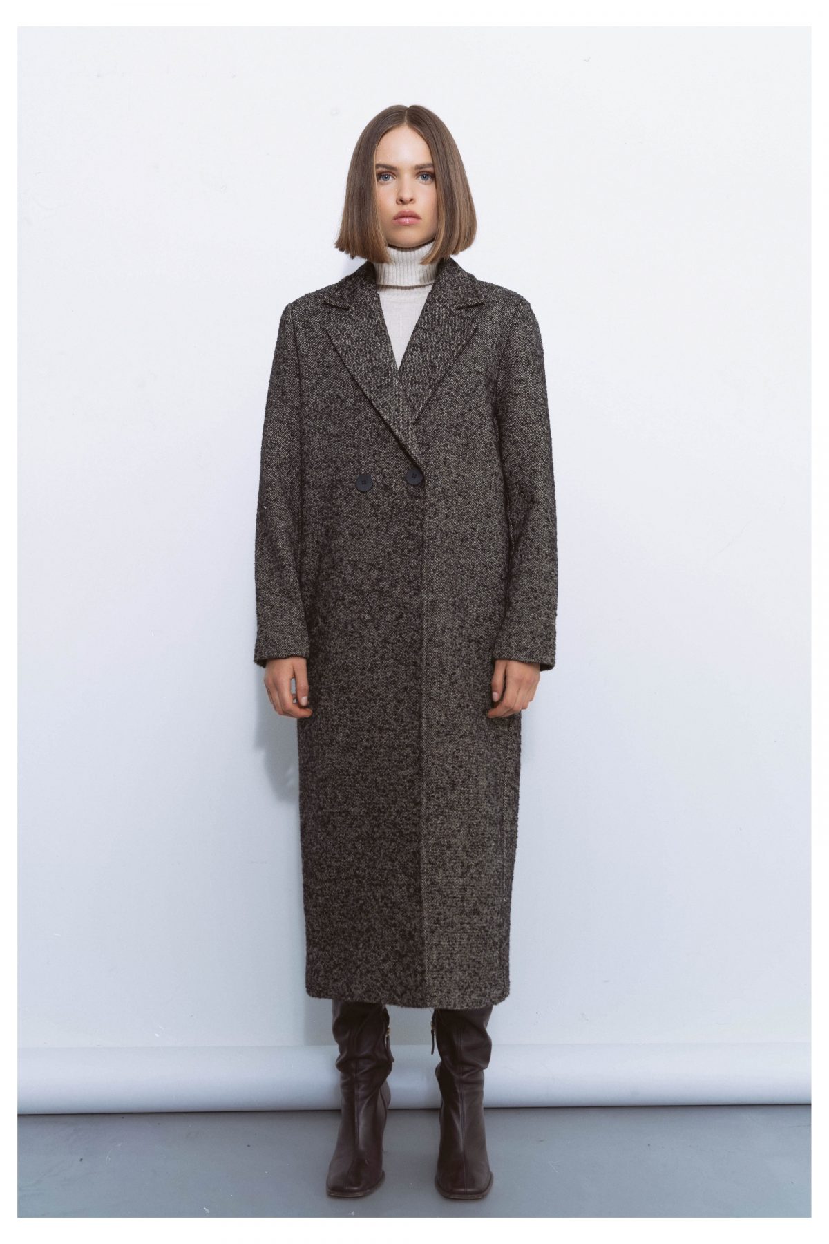 Gray woolen coat long