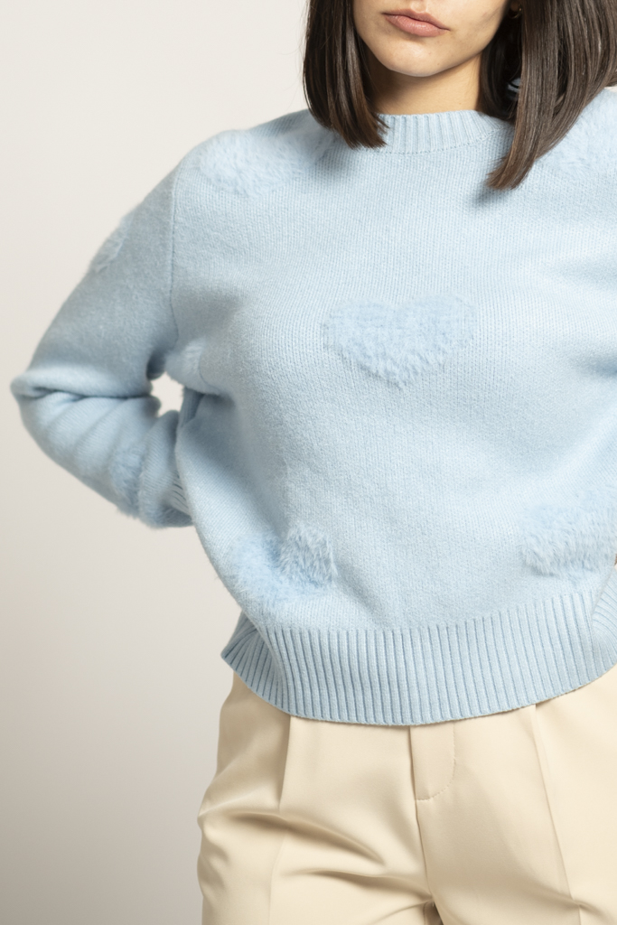 Sweater with hearts in light blue