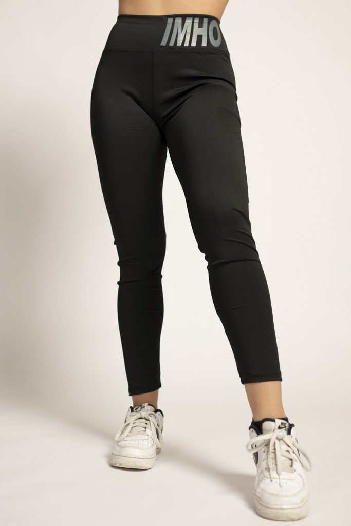 High-waisted sports tights in black