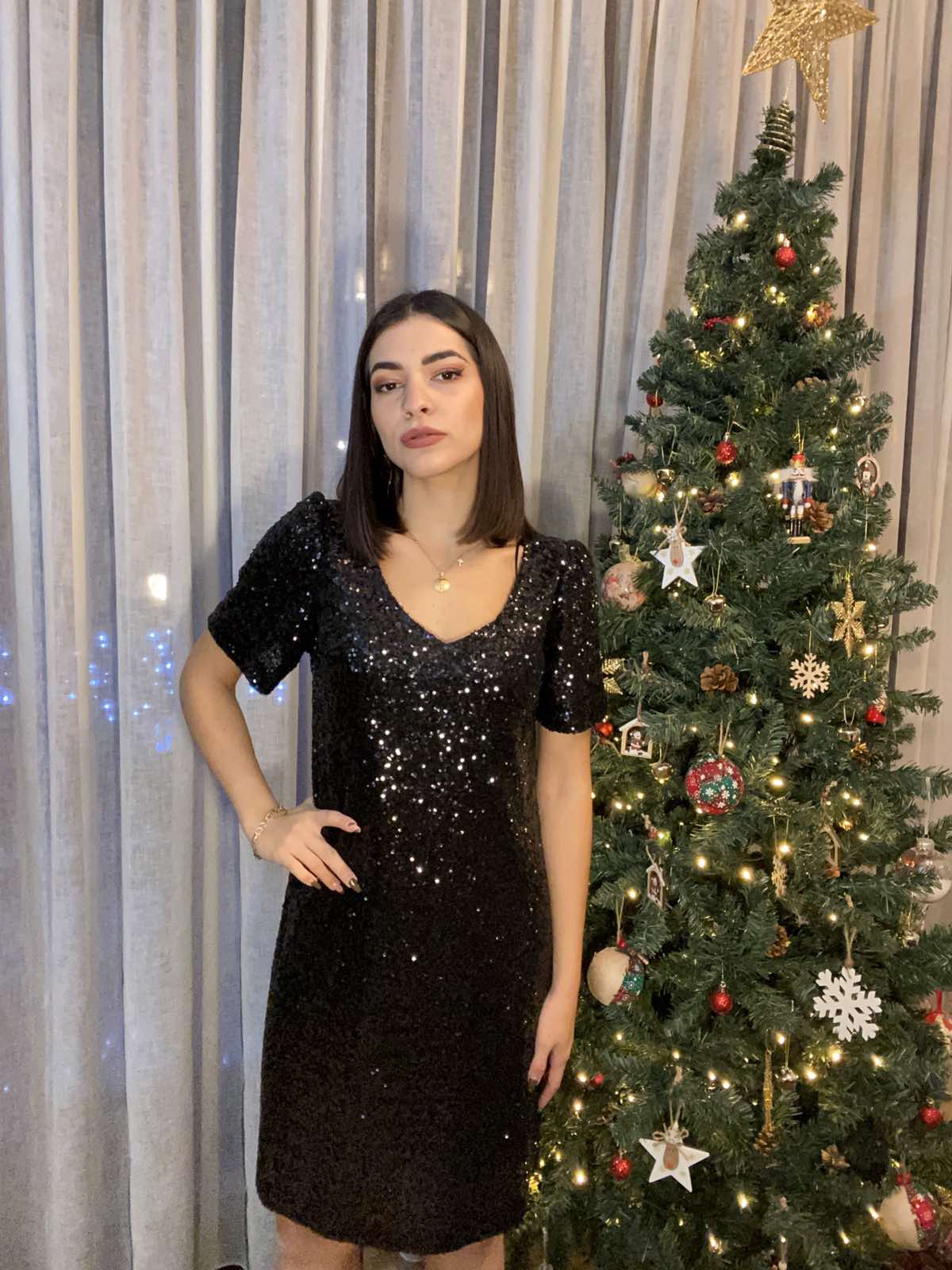Black short dress with frosting