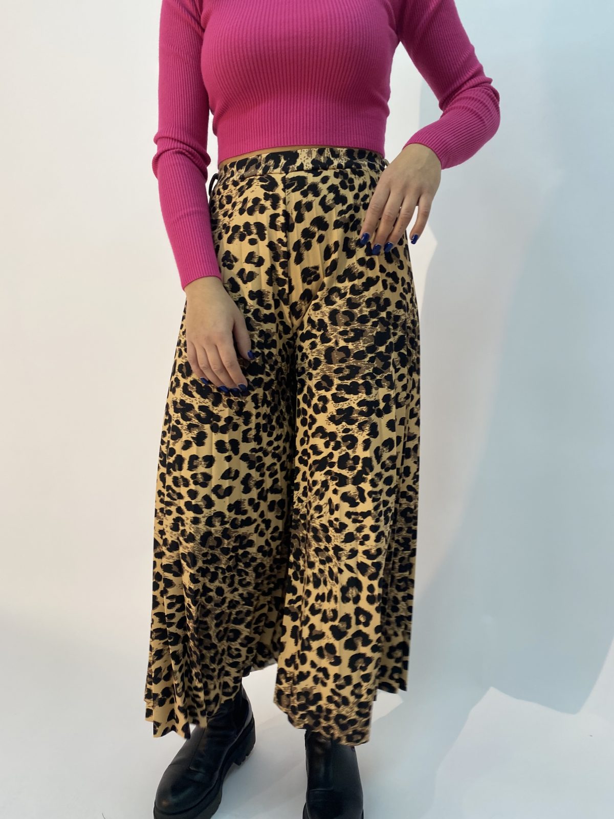 Animal print Pleated zip skirt
