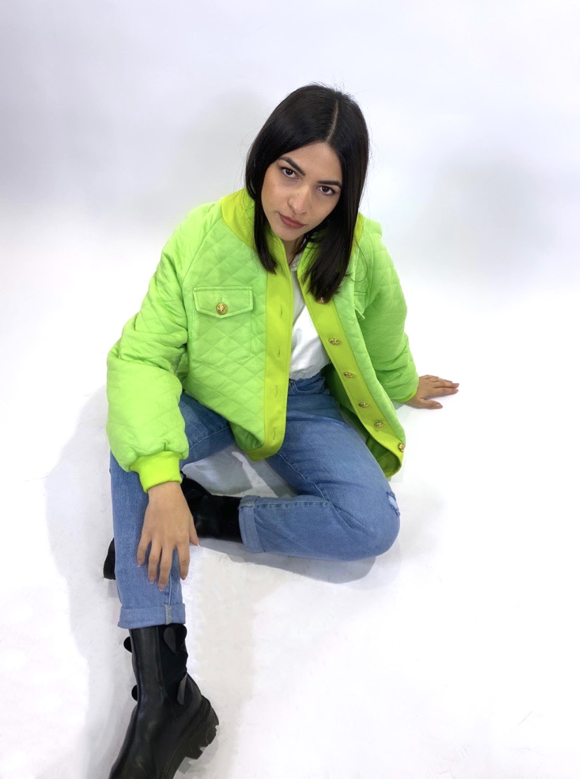 Quilted jacket in lime shade