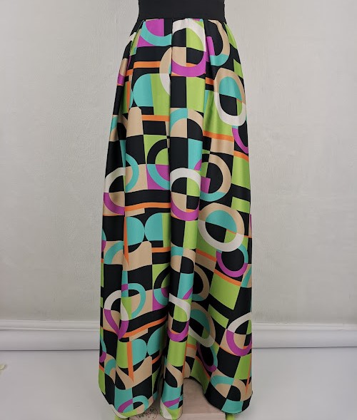 Satin maxi multicolor skirt