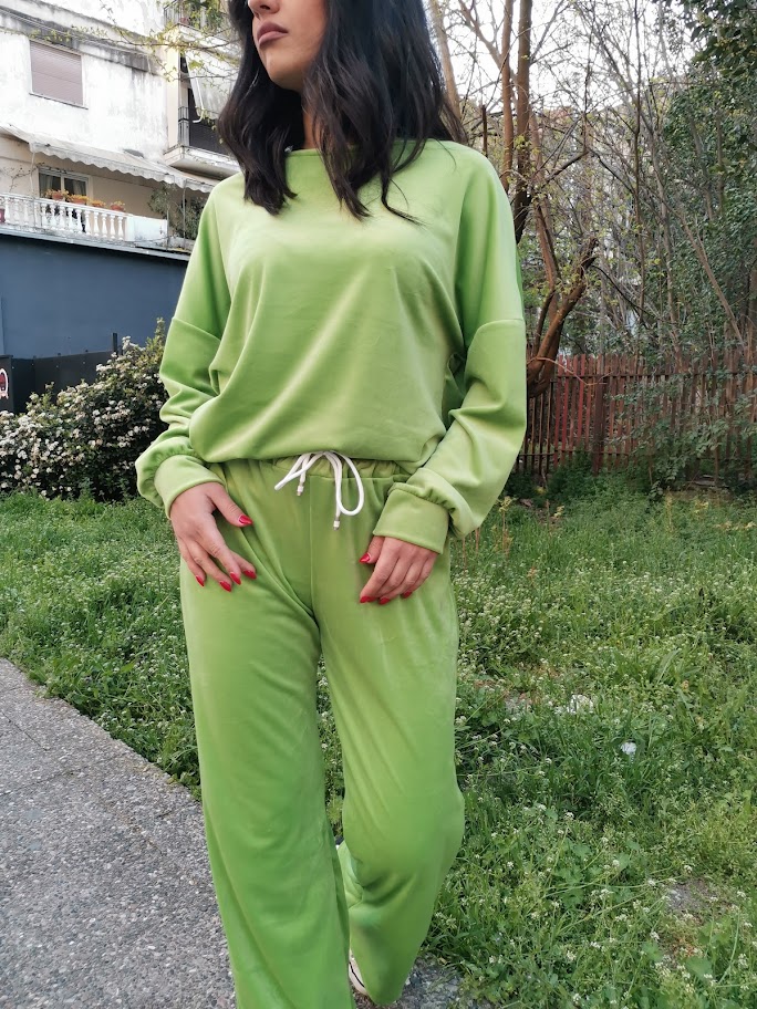 Velvet suit set in green